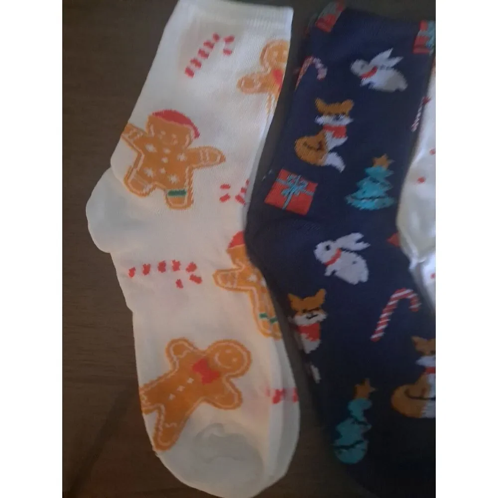 Five Pairs Of Christmas Festive‎ Womens Teens Novelty Socks Size 5 To 10